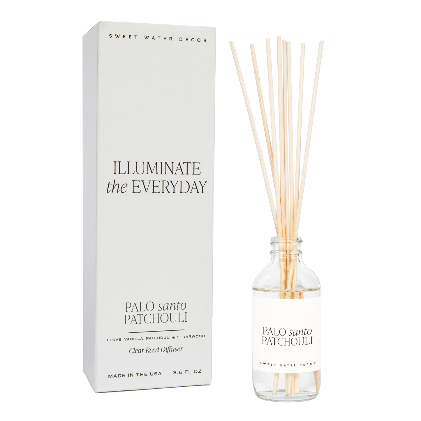Palo Santo Patchouli Clear Reed Diffuser - Home Decor & Gift