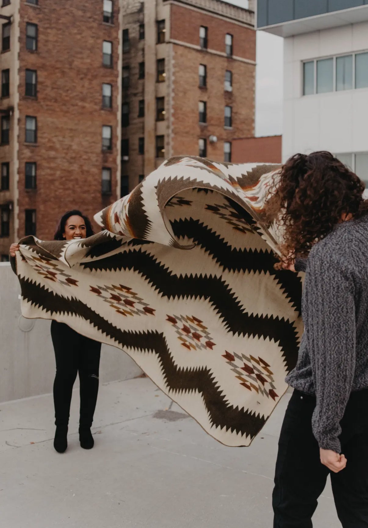 EXCLUSIVE HANDMADE ALPACA BLANKET-#3 QUEEN SIZE Brown tones