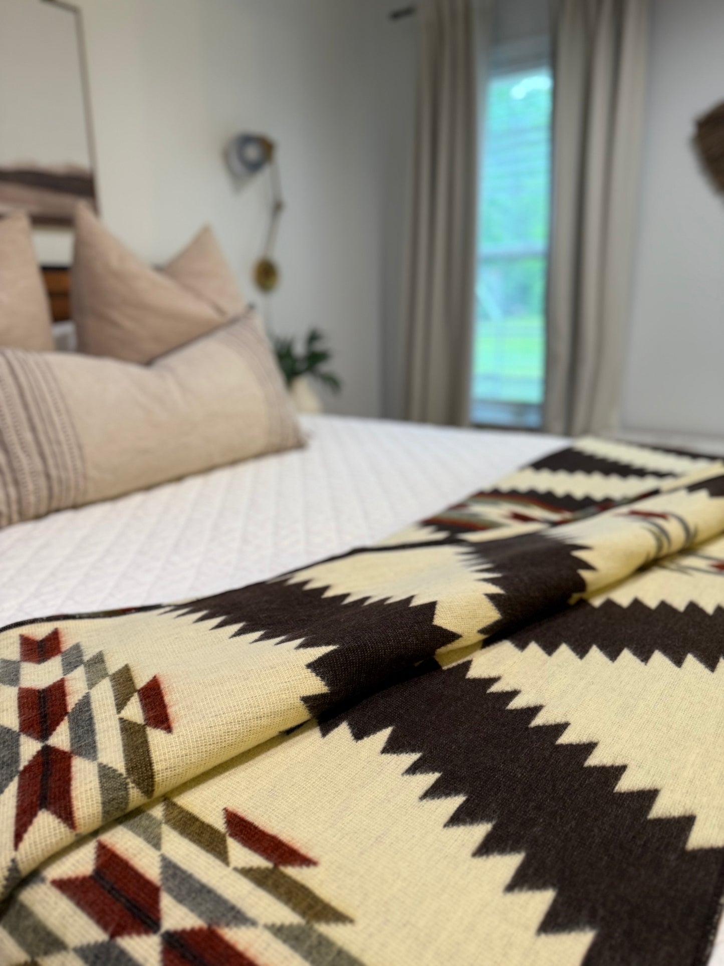 EXCLUSIVE HANDMADE ALPACA BLANKET-#3 QUEEN SIZE Brown tones