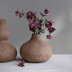 HANDMADE PAPERMACHE VASE. Brown