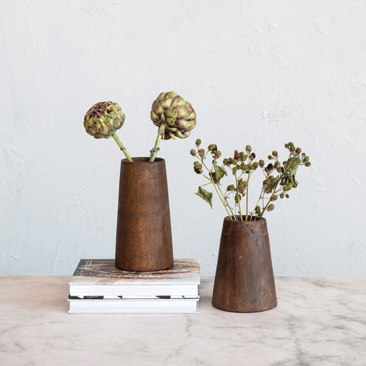 Found Wood Vases, Set of 2 (Each One Will Vary)