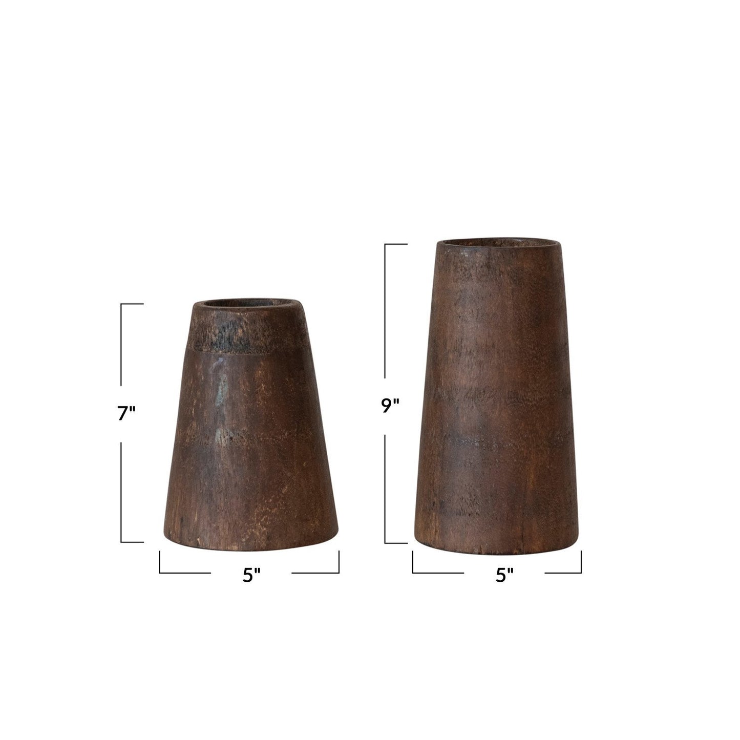 Found Wood Vases, Set of 2 (Each One Will Vary)