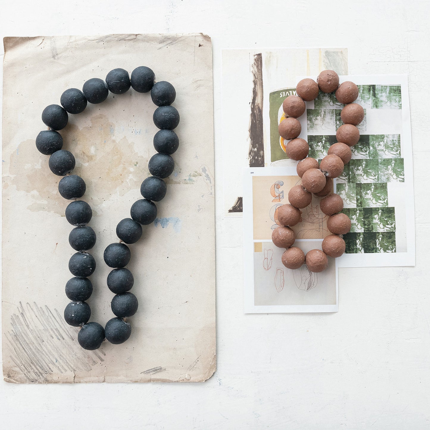 Cement Beads, Distressed Finish, Brown