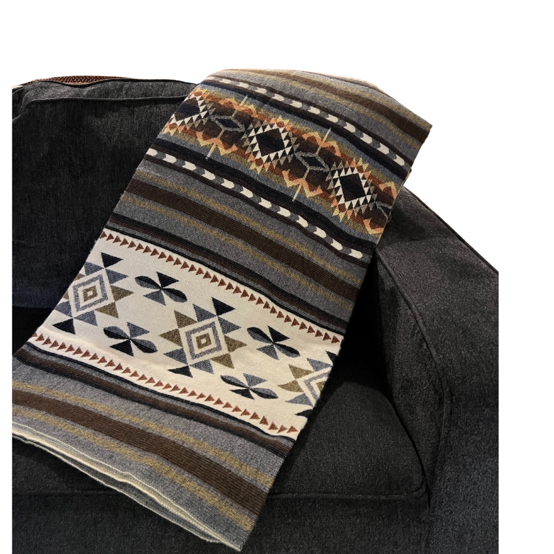 Gold Gray and Brown Native Blanket | Aztec style queen size
