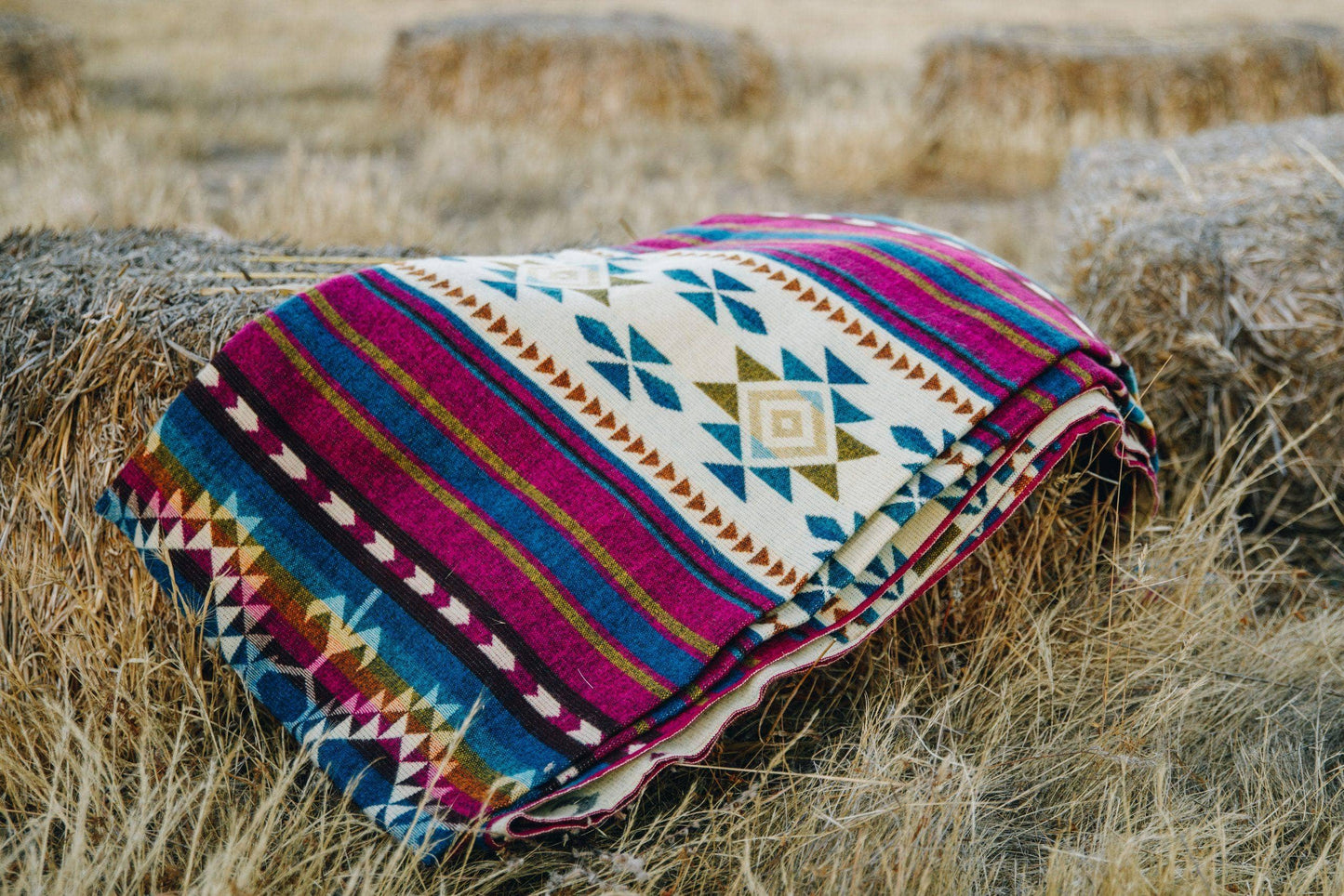 Fuchsia Bright Pink Southwestern Queen blanket