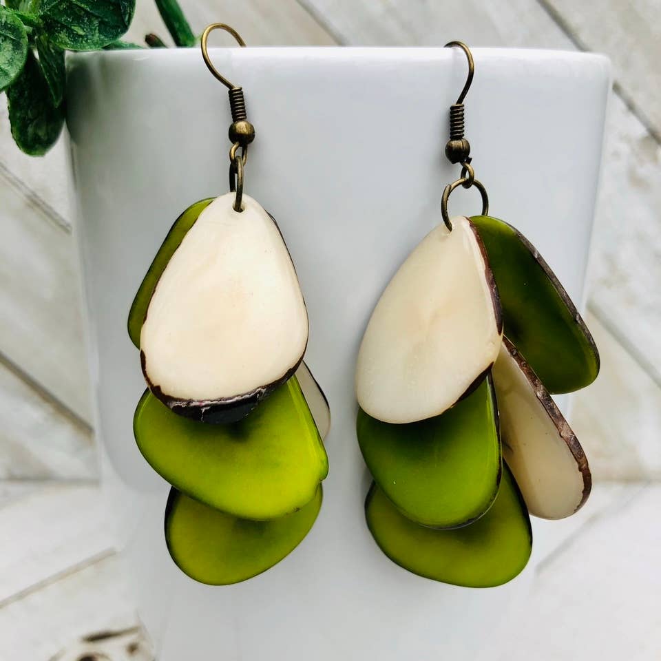 Cascada Earrings - Cream/Keylime