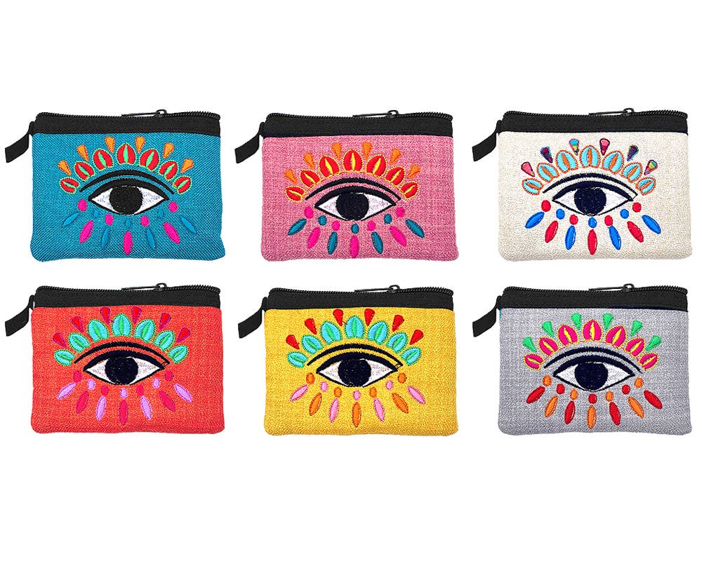 Embroidered Evil Eye Spiritual Ecuadorian Coin Purse Pouch