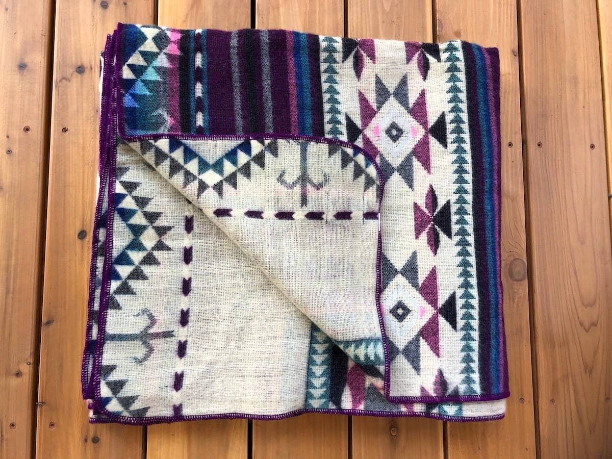 Purple and Turquoise Native Design Throw