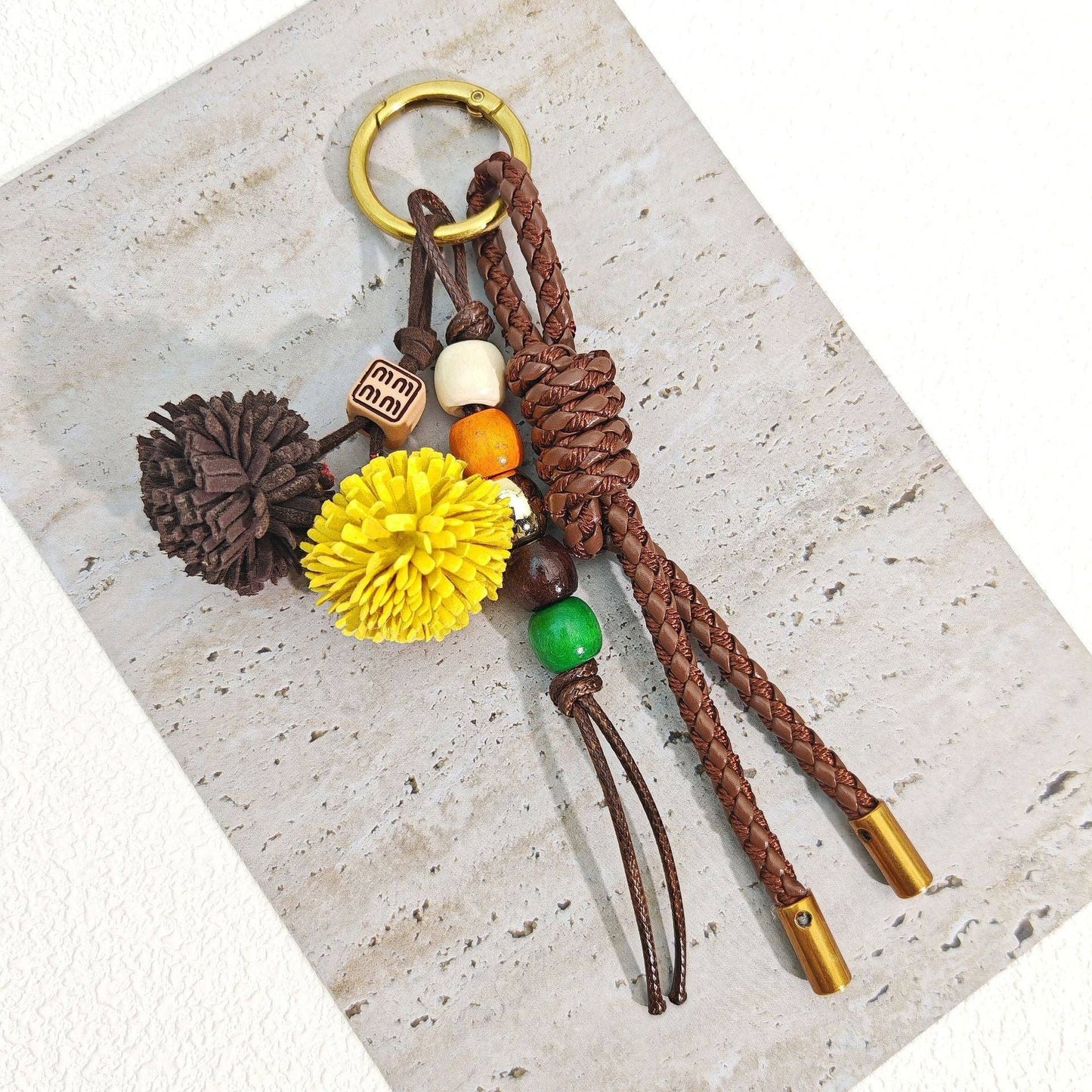 Trendy Flower Tassel Beaded Braided Bag Charm 8ZA6BBC05: Blue