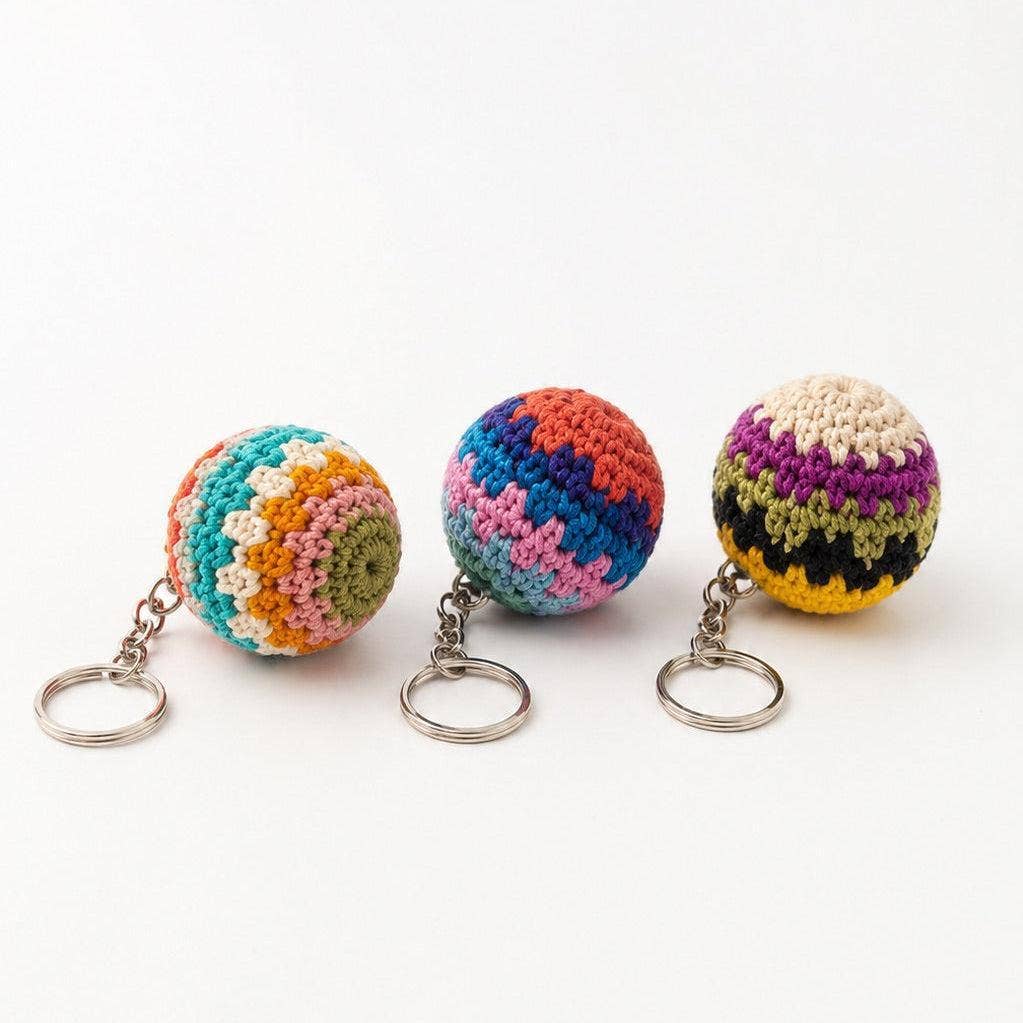Mini Footbag Handmade Hacky Knit Crochet Keychain – Guatemala