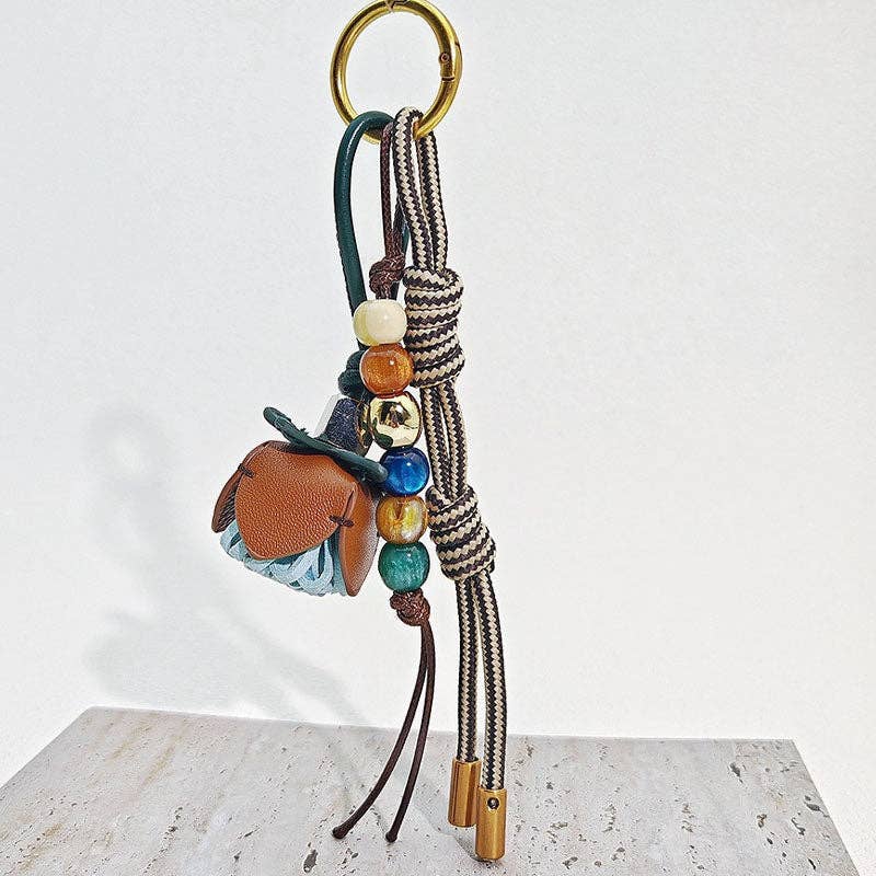 Trendy Flower Tassel Beaded Braided Bag Charm 8ZA6BBC05: Blue
