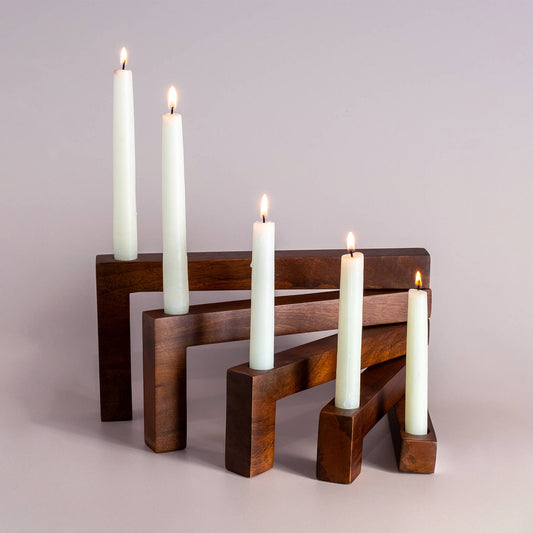 Swivel Wood Taper Candle Holder MCM