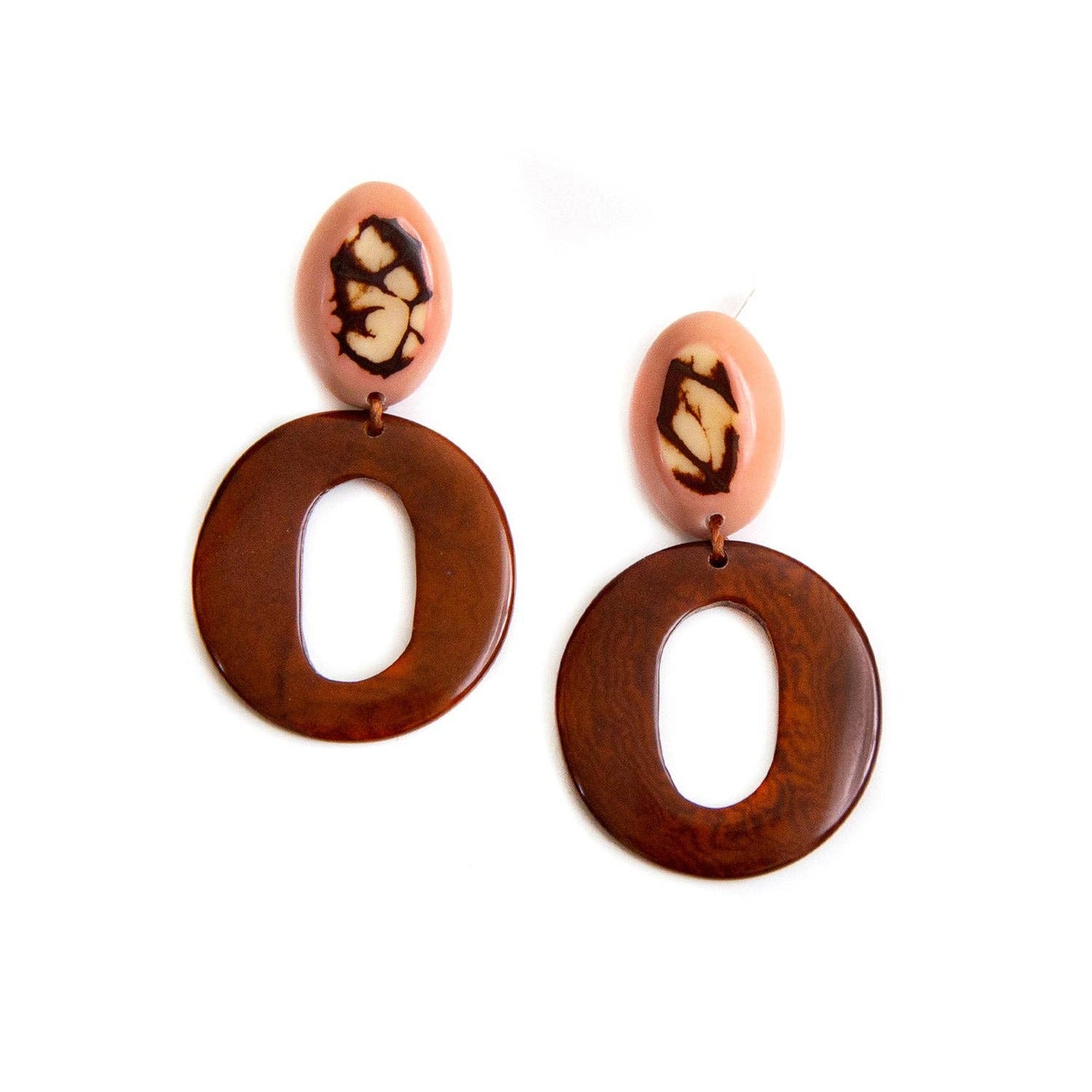 Lucrecia Earrings: Chesnout Brown/Pink