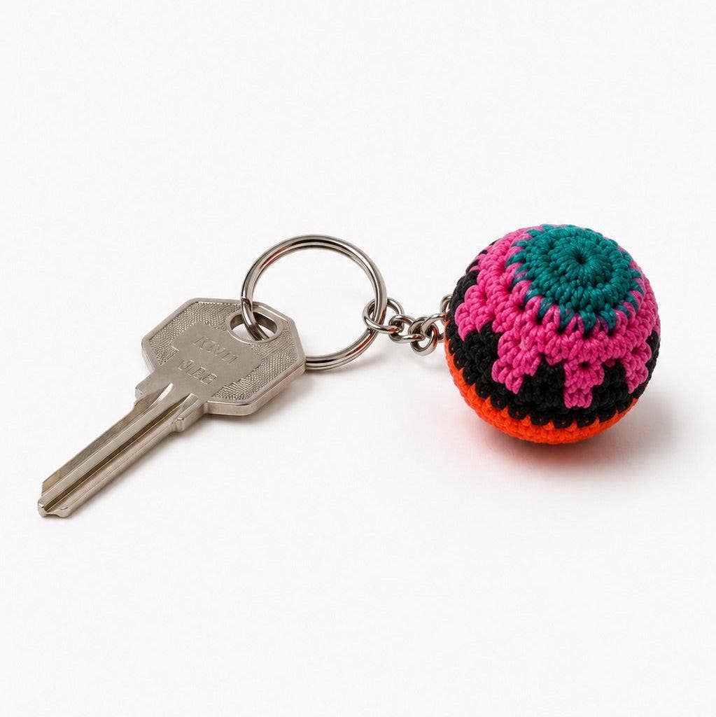 Mini Footbag Handmade Hacky Knit Crochet Keychain – Guatemala