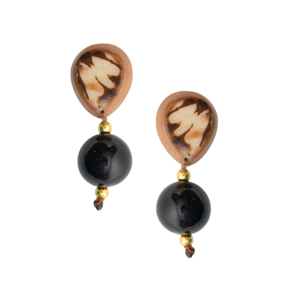 Zaniah Earrings: Cafe con Leche/Ivory