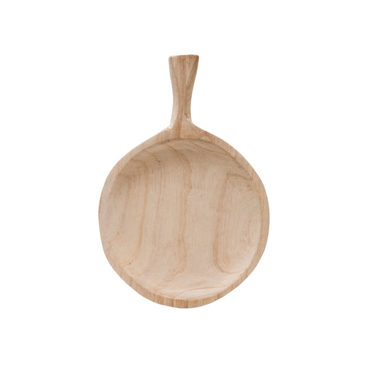 NATURAL PAULOWNIA DECORATIVE TRAY WITH HANDLE