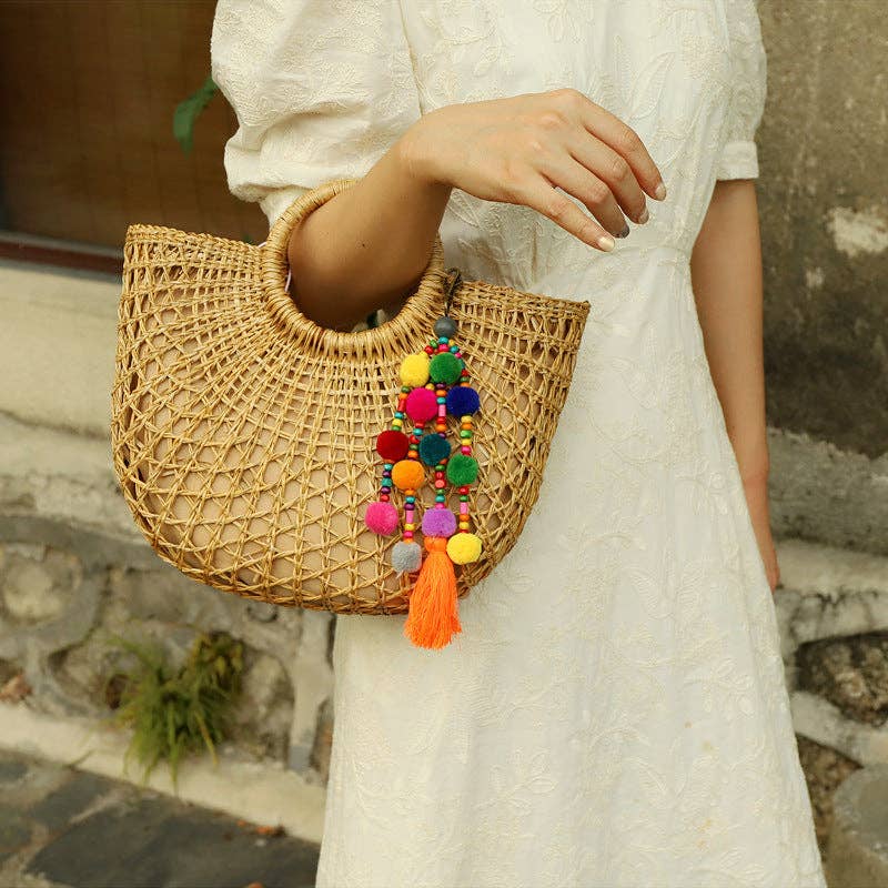 Vintage Bohemian Pom-Pom Tassel Bag Charm DP25E491: C4