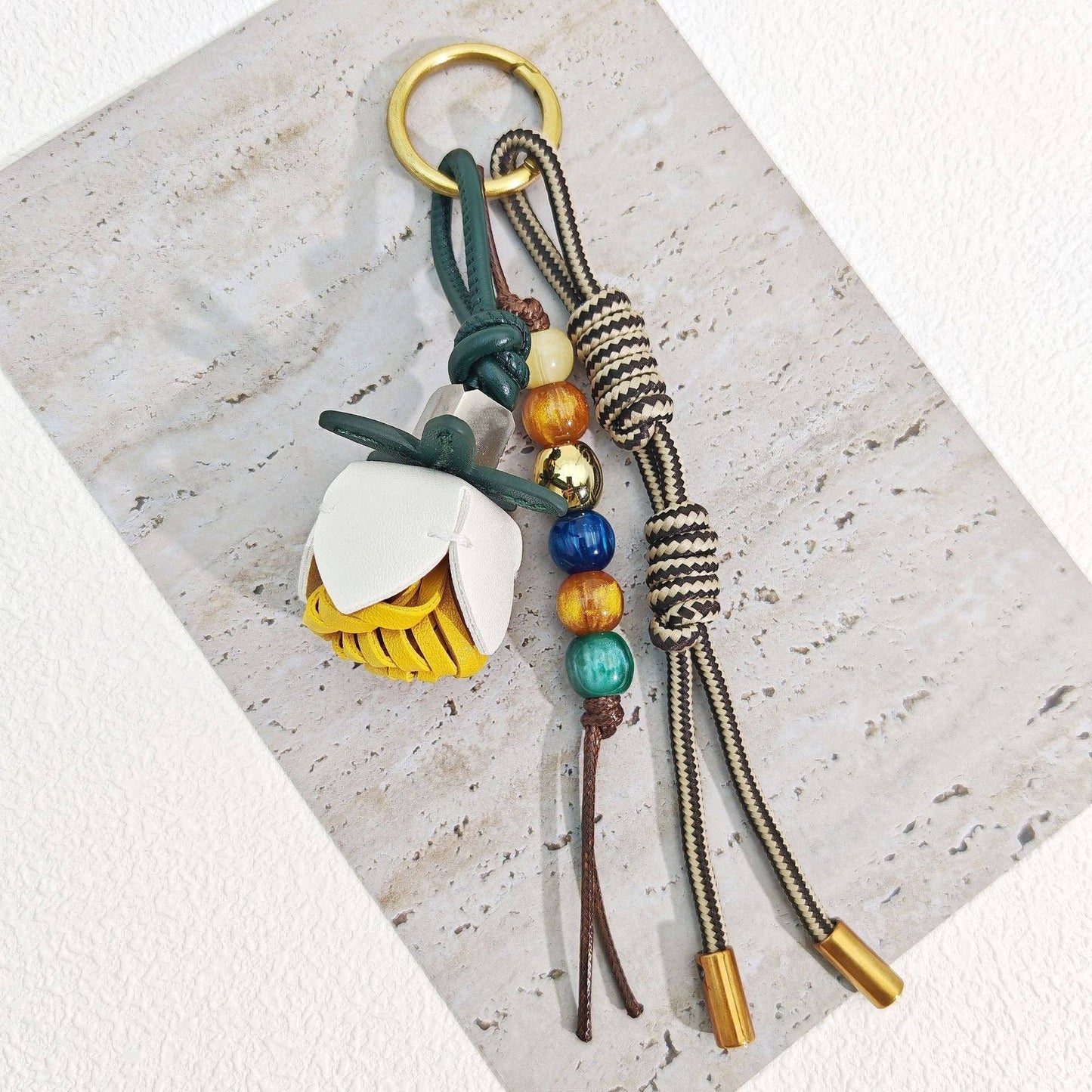 Trendy Flower Tassel Beaded Braided Bag Charm 8ZA6BBC05: Blue