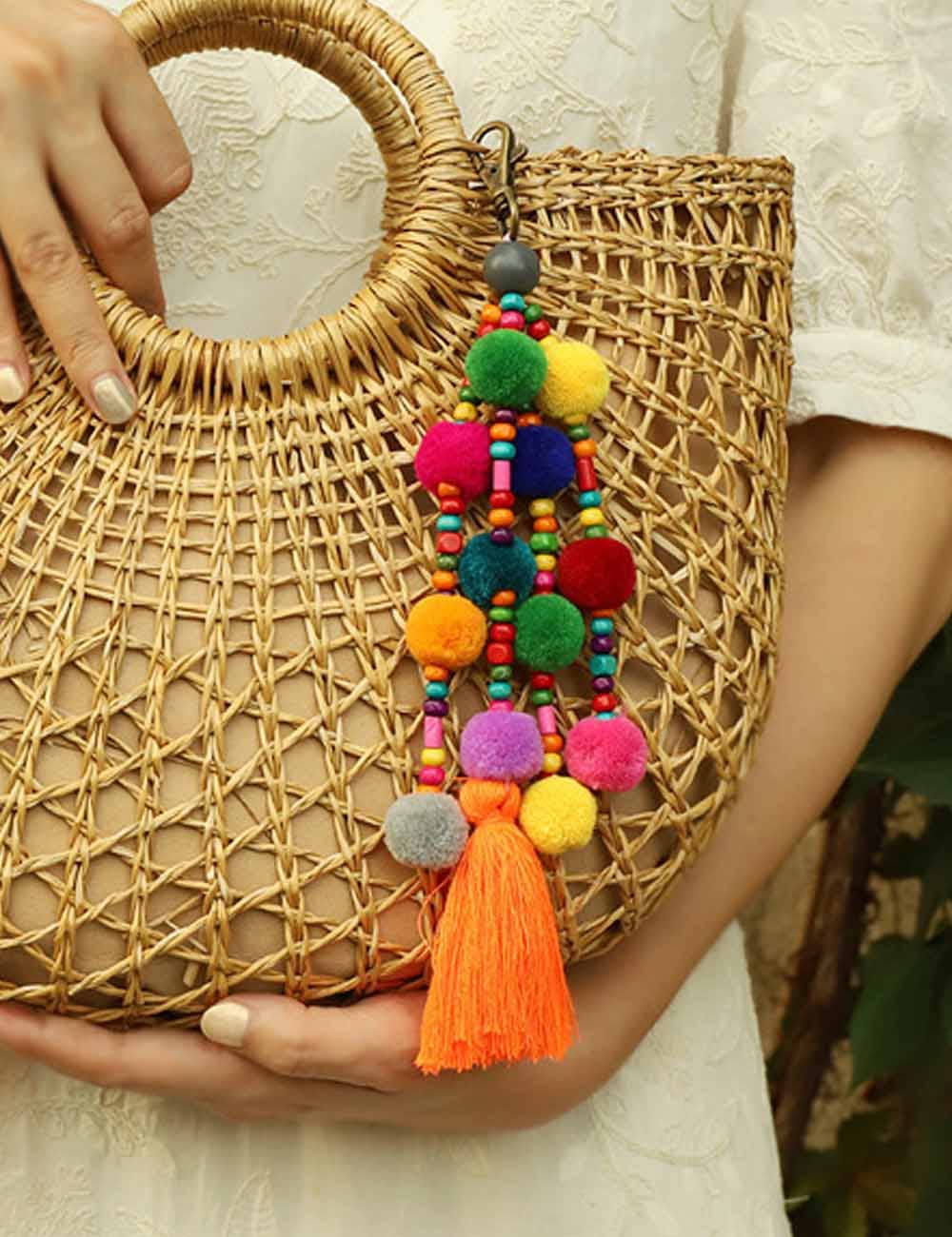 Vintage Bohemian Pom-Pom Tassel Bag Charm DP25E491: C1