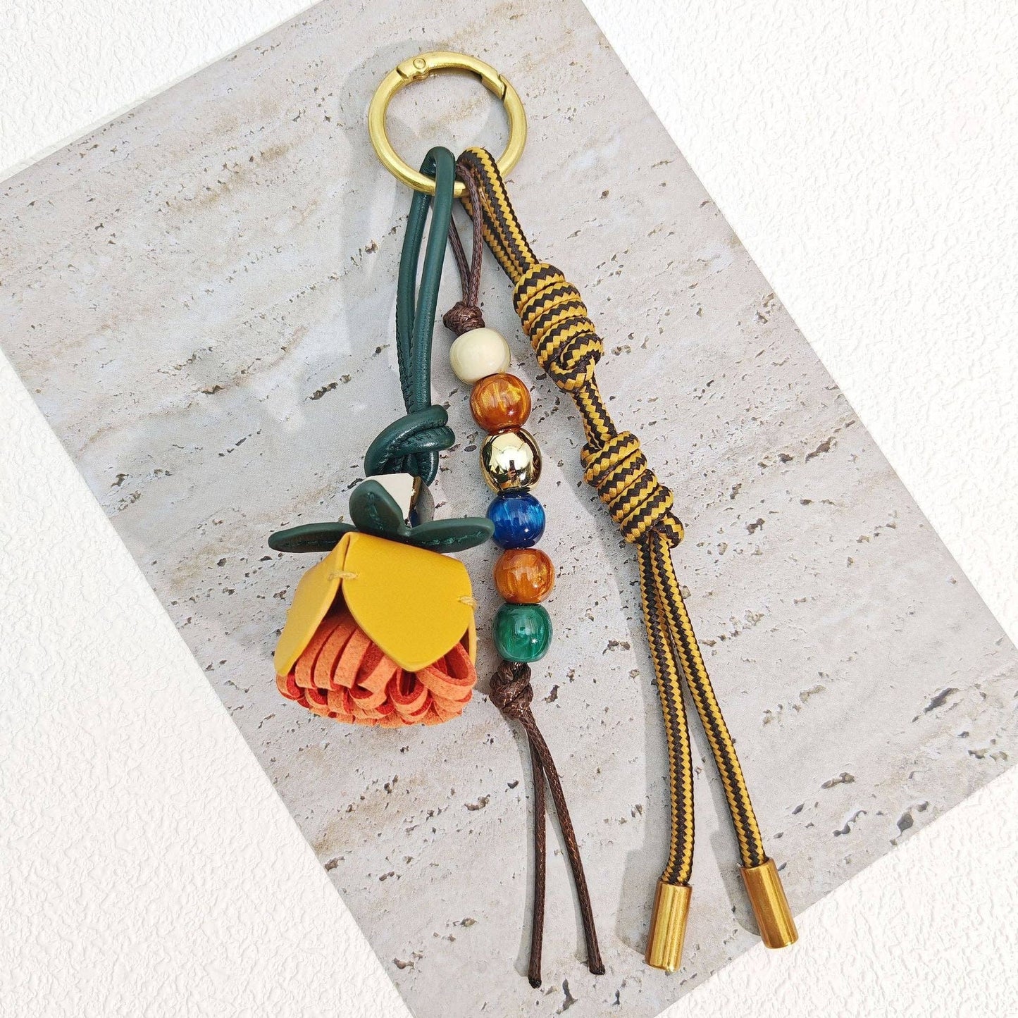 Trendy Flower Tassel Beaded Braided Bag Charm 8ZA6BBC05: Blue