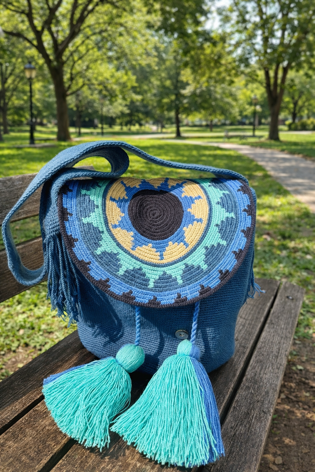 Authentic Exclusive HANDMADE Wayuu Mochila with tapa/ top