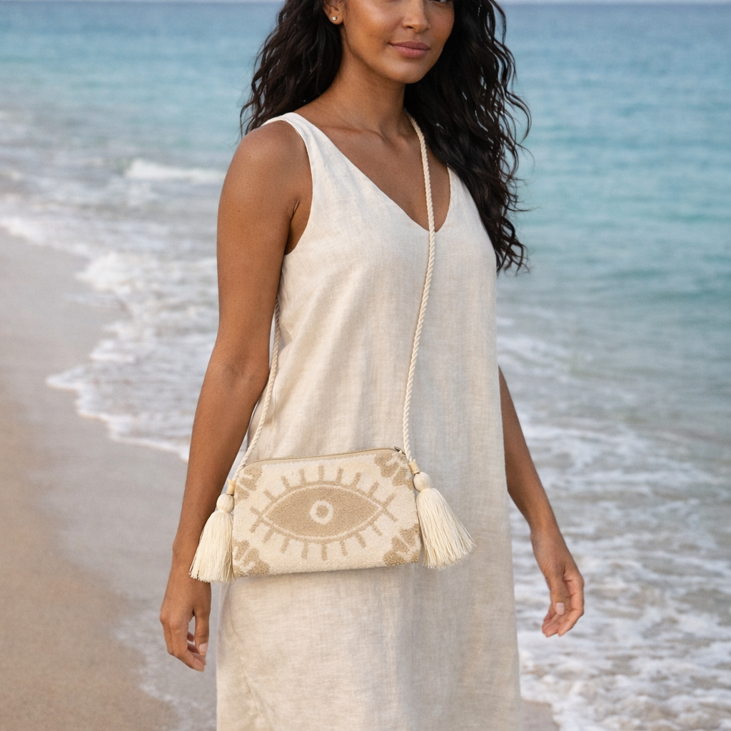 Wayuu Tapizada - Punch Needle SHOULDER/ Crossbody Evil Eye Bag .Handmade.