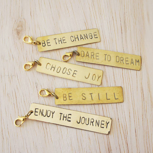 Fair Trade Brass Individual Charms for Jewelry: Never Never Give Up Charms