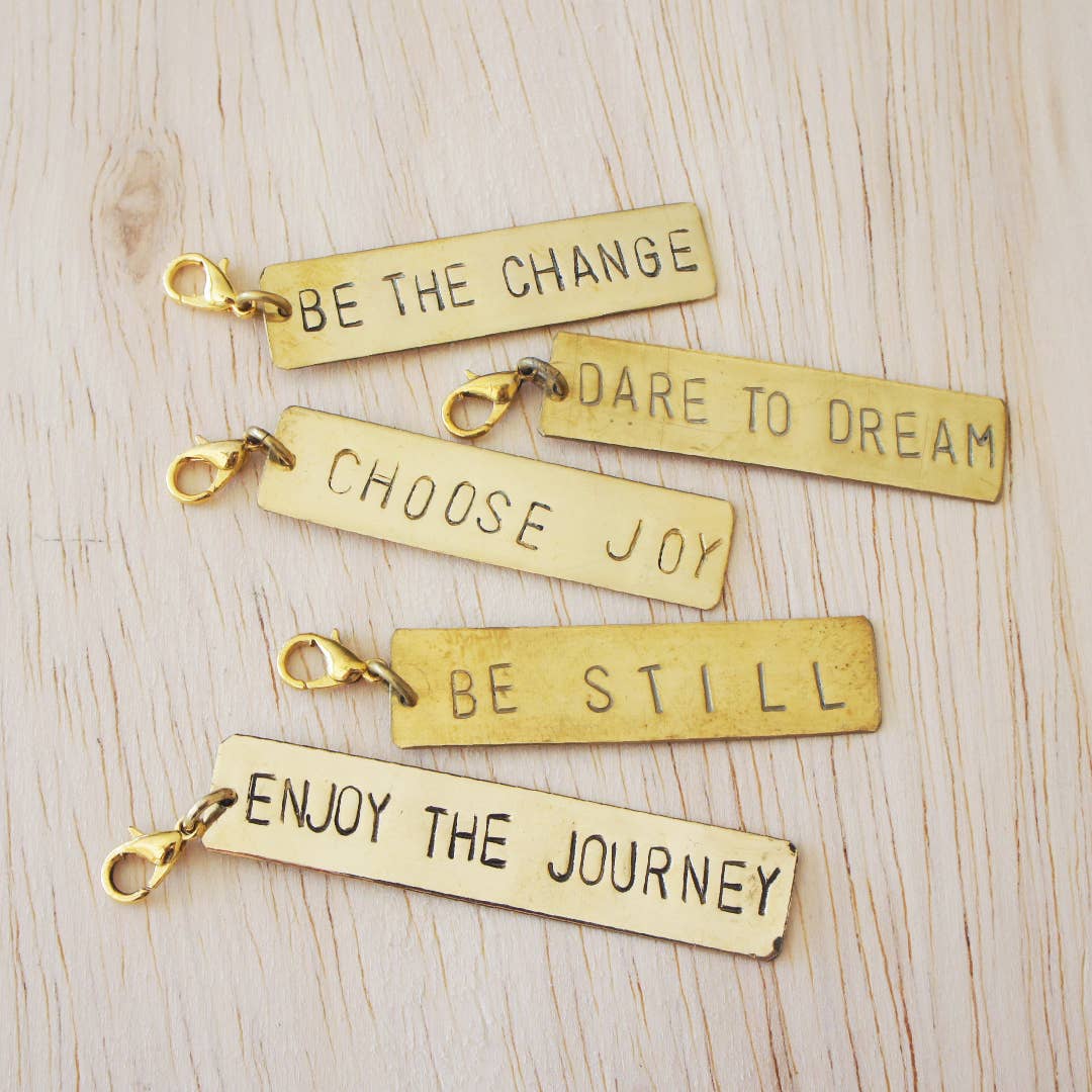 Fair Trade Brass Individual Charms for Jewelry: Choose Joy Charms