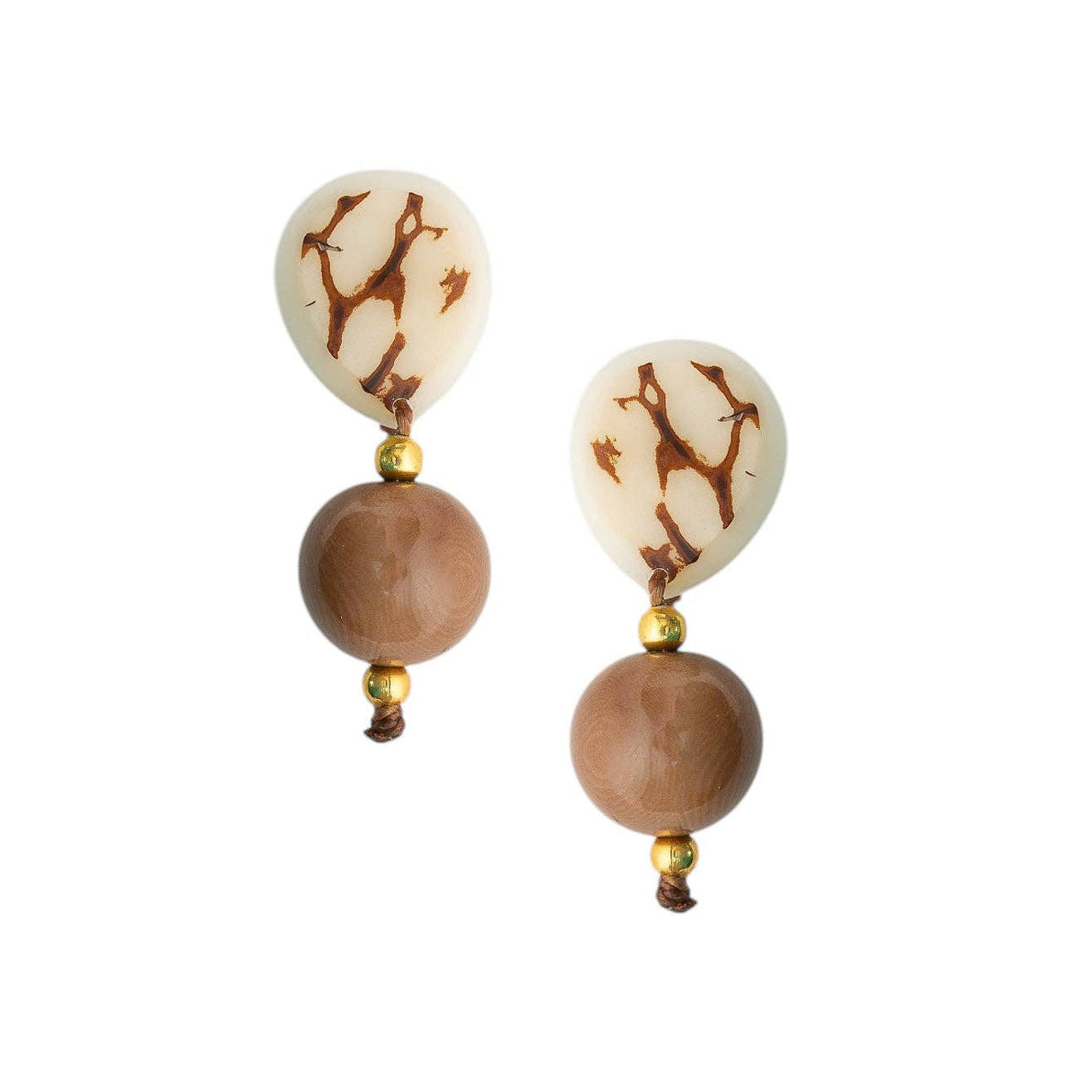 Zaniah Earrings: Cafe con Leche/Ivory