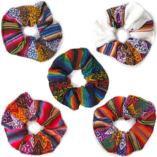 Tribal Striped Peruvian Fabric Scrunchie Hair Tie