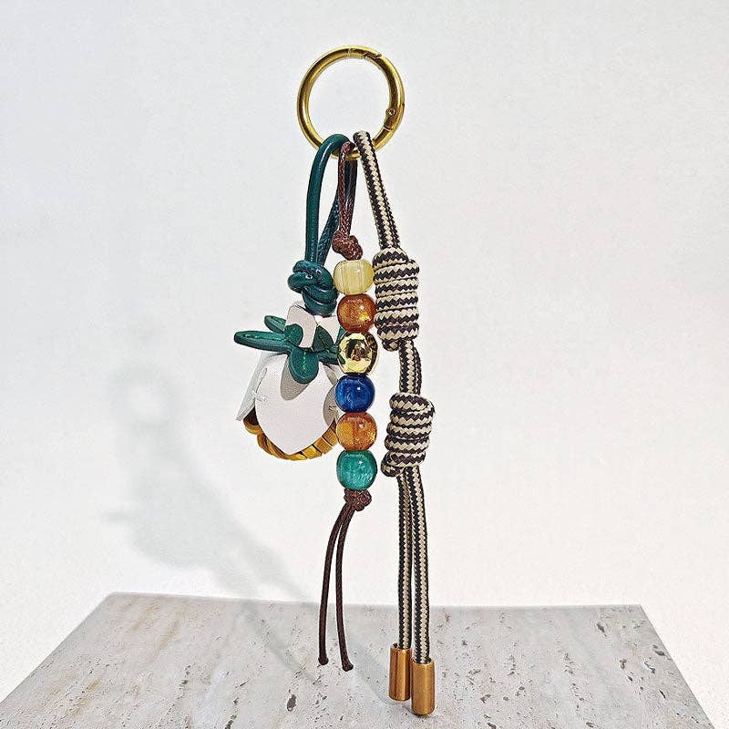 Trendy Flower Tassel Beaded Braided Bag Charm 8ZA6BBC05: Blue