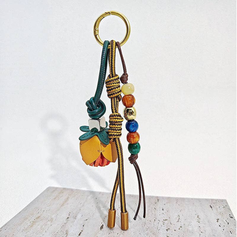 Trendy Flower Tassel Beaded Braided Bag Charm 8ZA6BBC05: Blue
