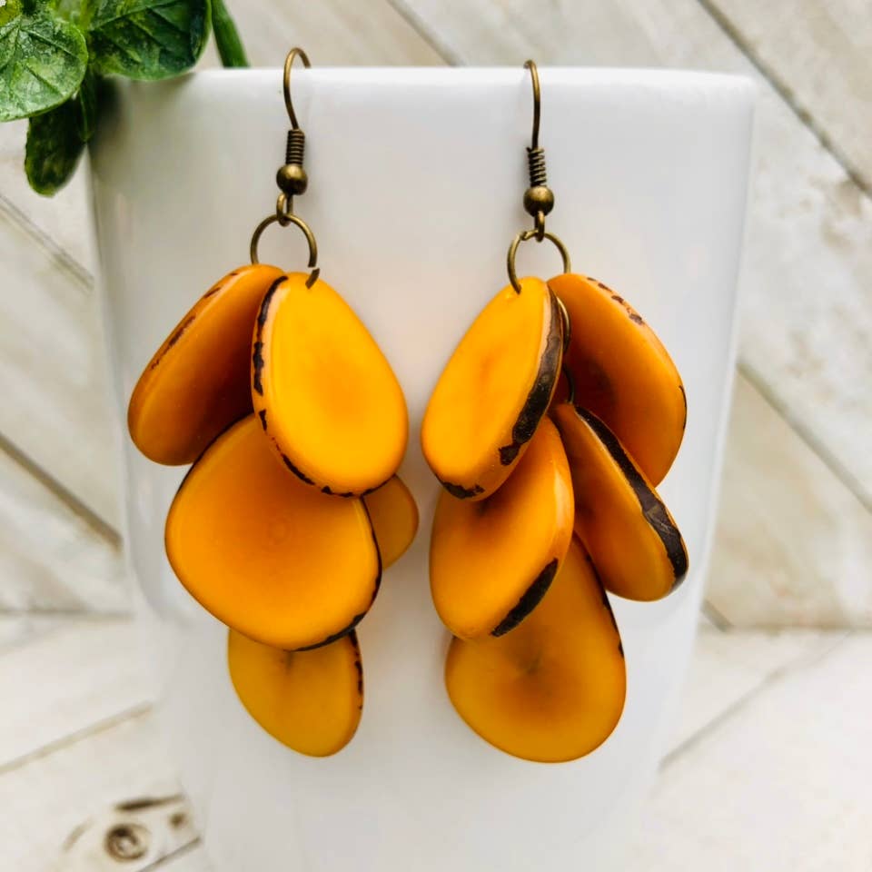 Cascada Earrings - Mustard