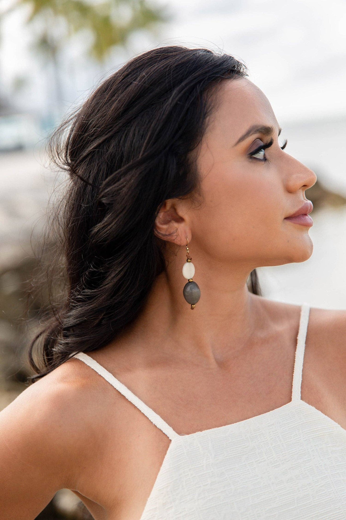 Sari Earrings: Ivory