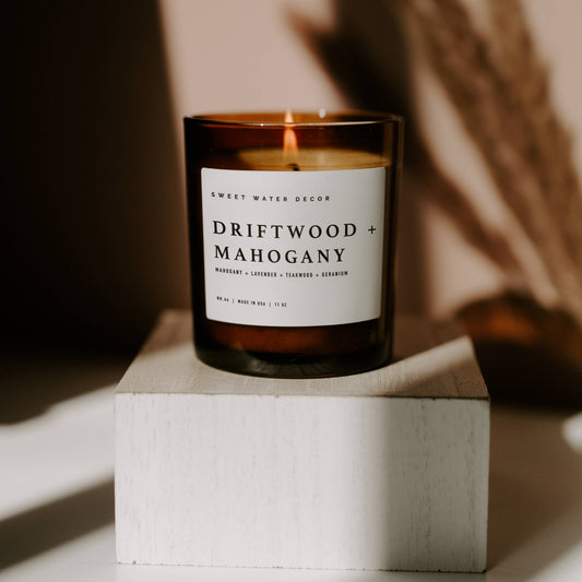 Driftwood and Mahogany 11 oz Soy Candle - Home Decor & Gifts